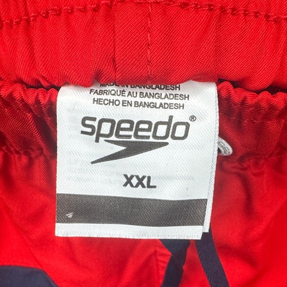 Speedo Red Swim Trunks with Navy Stripe Men’s Size XXL - Picture 2 of 9